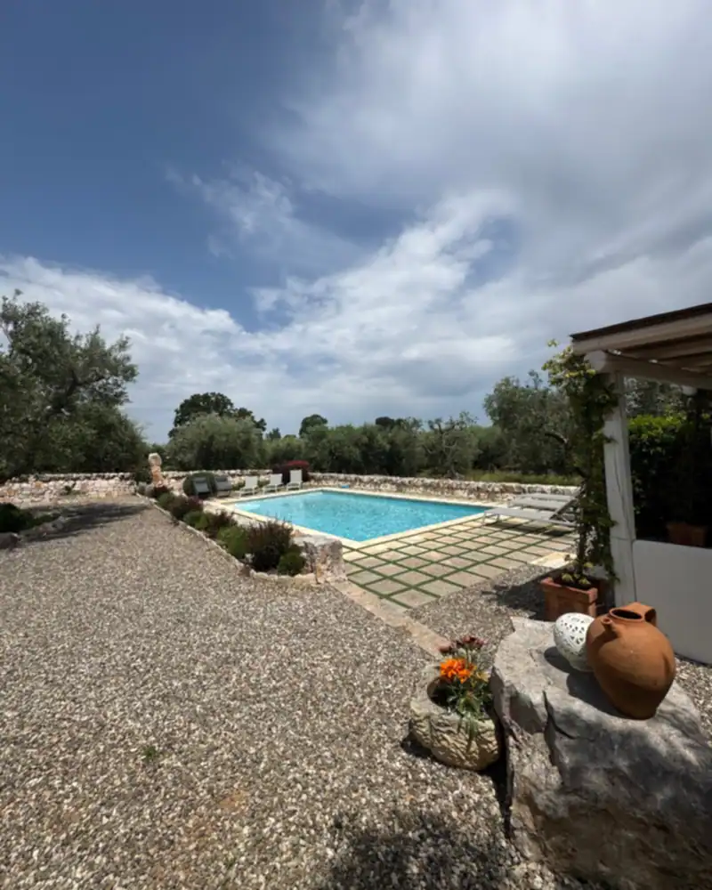 Pool and Mediterranean garden among the olive trees